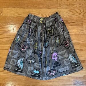 Gray Mini Skirt with Pastel Gothic Motifs